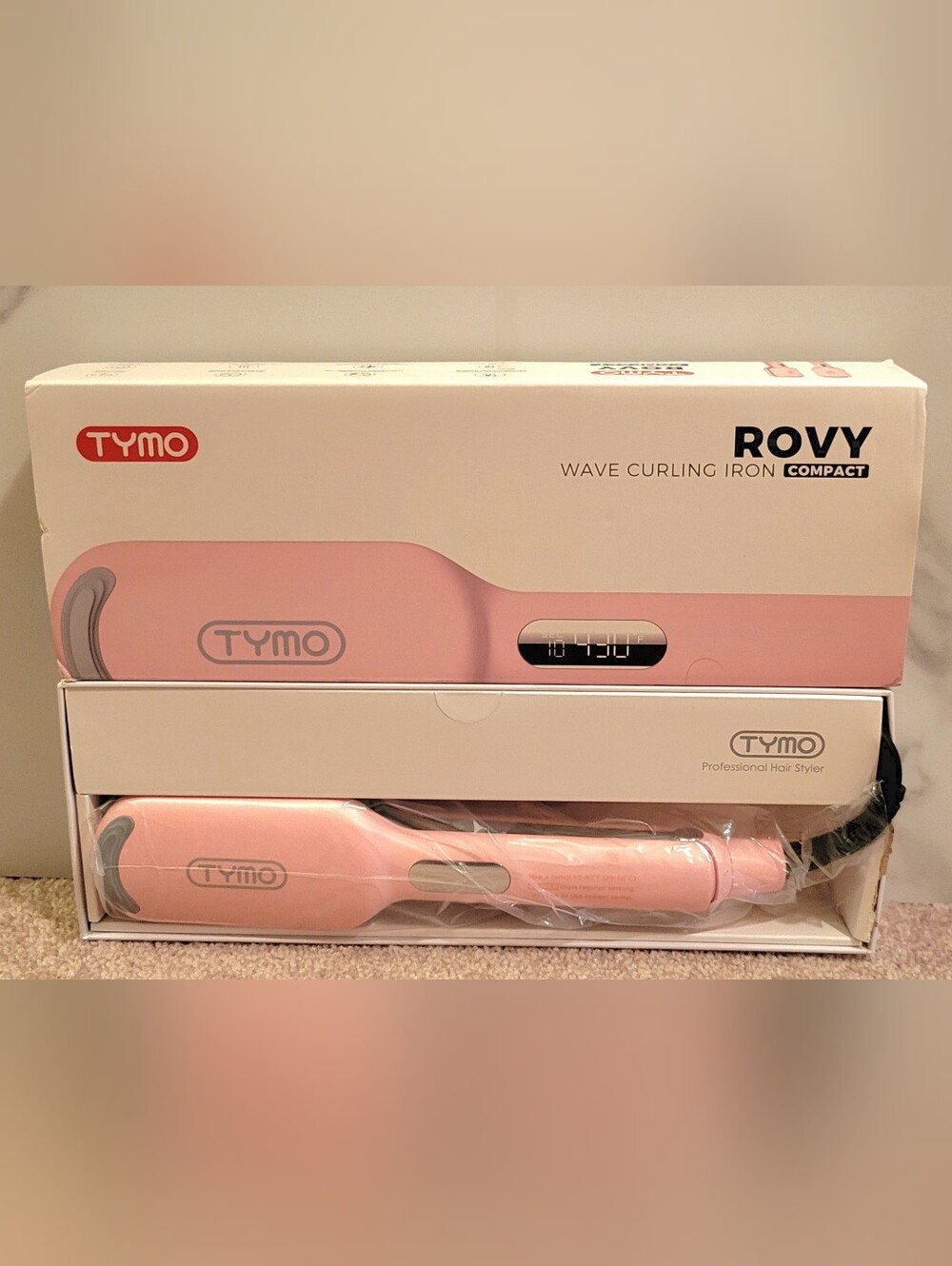 TYMO Rovy Compact Wave Curling Iron Pink Size 1 Inch